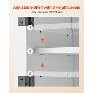 Adjustable <b>Shelf</b> Bathroom <b>Wall</b> Cabinet 2-Door Toilet Storage Medicine Organizer Hanging <b>Wall</b> <b>Mounted</b> <b>Wall</b> Storage - Product Image 4
