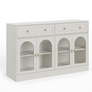 Adjustable Shelves 4-Door <b>Sideboard</b> Buffet Cabinet with 2 Draw Storage <b>Kitchen</b> Cabinets with Storage Features - Product Image 3