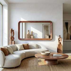 Walnut Rectangular Wall <b>Mirror</b> – Modern Wood Framed <b>Mirror</b> - Product Image 3