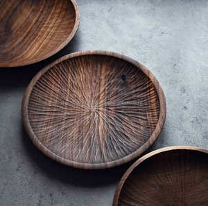 <b>Wooden</b> coaster with beautiful carved floral design perfect for home kitchen <b>dining</b> <b>table</b> decor <b>rustic</b> traditional theme - Product Image 2