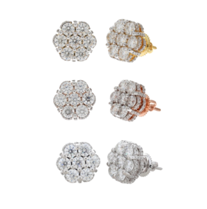 10.60mm Floral Cluster Moissanite <b>Stud</b> <b>Earrings</b> 925 Sterling Silver Gold Plated Iced Brilliant Cut Luxury Wedding & Party Gift - Product Image 1