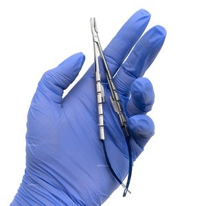 Porte-aiguilles chirurgical Castroviejo 18 cm droit courbé à verrouillage queue bleue manuel certifié CE Instruments de chirurgie générale - Product Image 5