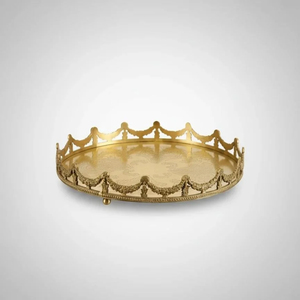 Bandeja de Servir de Latón Vintage con Acabado Dorado Antiguo, Plato Decorativo Hecho a Mano, Apto para Lavavajillas, de Grado Alimenticio, Elegante Organizador de Mesa - Product Image 2