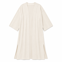 Cardigan long en tricot à rayures verticales de qualité supérieure, style Abaya élégant à manches ouvertes, avec fente latérale, fabrication sur mesure ODM pour le Moyen-Orient