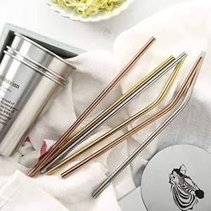Stainless Steel Drinking <b>Straws</b> Set of 4 Reusable <b>Metal</b> <b>Straws</b> Minimalist Design Bar Accessories Gold Silver Rose Gold Colors - Product Image 1