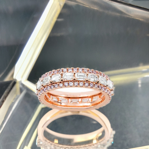 Anillo apilable de diamante Moissanite Original, banda de eternidad chapada en oro rosa de plata 925, regalo de fiesta de compromiso perfecto para boda - Product Image 4