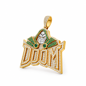 จี้ดร.ดูม ทองคำ 14K ประดับเพชรทรงกลมเจียระไนแบบบริลเลียนท์ และอัญมณี จี้ห้อยคอสำหรับผู้ชาย สไตล์ฮิปฮอป - Product Image 3