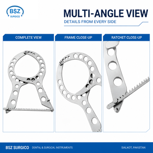 Retractor Mamario de Acero Inoxidable BSZ SURGICO, Marco Circular, Brazos Perforados, Base con Trinquete, Juego de Instrumentos Clase II - Product Image 4