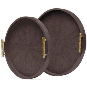 Ensemble de plateaux ronds en laiton noir, service décoratif Simple de meilleure qualité avec poignées en laiton indiennes de lametierartz - Product Image 1