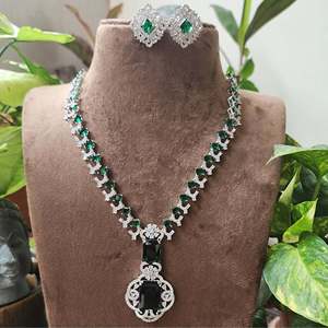 Nita Ambani Emerald Long Necklace Fine Jewelry Set - Product Image 1