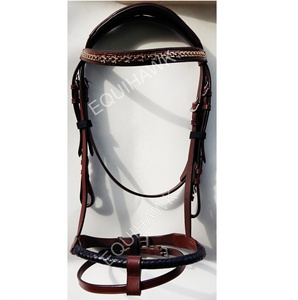 BRIDLE CABALLO MEXICANO DE CUERO CON CRISTAL EN LA BANDA PARA CEJAS ACOLCHADO DE CUERO SOFTY HEBILLAS DE ACERO INOXIDABLE BRIDA PARA CABALLO - Product Image 3
