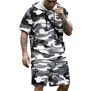 Conjunto de Sudadera con Capucha y Pantalones Cortos Grises para Hombre, Ropa Deportiva Informal y Cómoda para Verano, para Entrenamiento en el Gimnasio y Uso Diario - Product Image 5