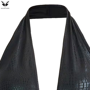 Ensemble deux pièces en cuir PU pour femme, col halter, crop top, mini-jupe fendue, sexy, haute qualité, séchage rapide, tenue de soirée, clubwear, 20236 - Product Image 6