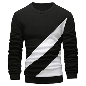 Sudadera de Cuello Redondo para Hombre, Color Negro y Blanco, Corte Regular, Tejido de Punto, 100% Algodón, Felpa Transpirable, Informal, para Invierno - Product Image 3
