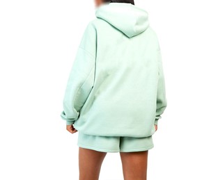 Conjunto de Sudadera con Capucha y Pantalones Cortos para Mujer, Ropa Casual de Dos Piezas con Sudadera Corta y Cintura Elástica, Ajuste Holgado, Color Sólido, Felpa - Product Image 2