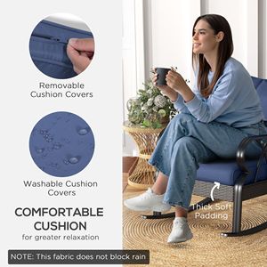 Sedie a dondolo da esterno in rattan blu con cuscini e telaio in alluminio, comode sedie a dondolo in vimini - Product Image 5