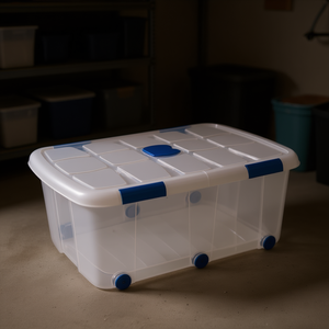 Scatole originali in plastica da 100 litri con coperchio e ruote per uso domestico - Product Image 3