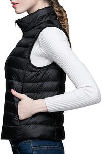 Women's Lightweight <b>Packable</b> Hooded Winter Quilted Puffer <b>Jacket</b> Detachable Sleeves Hat Zipper Closure Waterproof Wool - Product Image 4