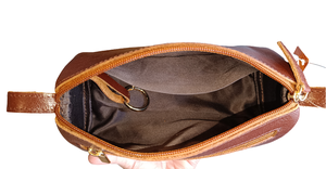 Pochette cosmétique en cuir véritable avec fermeture éclair, unisexe, minimaliste, pour usage quotidien, marron foncé - Product Image 5