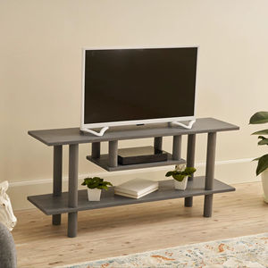 Meuble TV en bois massif durable 2026 – Console de télévision moderne en bois avec étagères de rangement ouvertes pour salon - Product Image 1