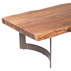 Mesa de Centro de Madera de Acacia con Borde Natural, Diseño Moderno Premium Hecho a Mano, con Patas Metálicas Plegables, de Lujo para Sala de Estar - Product Image 5