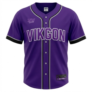 Maillot de baseball personnalisé OEM, col en V, respirant, pas cher, grandes tailles, sublimé. - Product Image 1