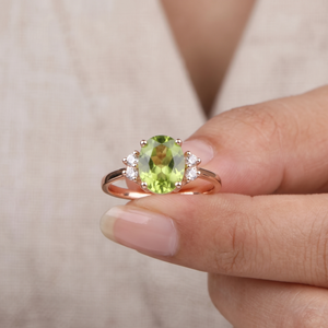 Yellow Gold Plated Vintage Court Style <b>Ring</b> for Women 925 Solid Sterling Silver Natural <b>Green</b> Peridot Gemstone CZ for Weddings - Product Image 6