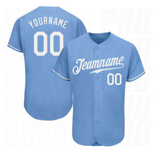 เสื้อเบสบอลแบบมีหมายเลขและชื่อสั่งทำได้  สำหรับทุกเพศ  ผ้าโพลีเอสเตอร์ระบายอากาศดี  ติดกระดุมด้านหน้า  เสื้อทีม - Product Image 1