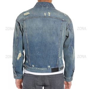 Vente en gros OEM vestes d'hiver confortables et stylées pour hommes taille plus jeans en denim délavé camionneur vestes en coton Street Wear jeans - Product Image 4