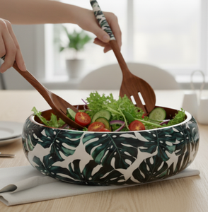 Bol en bois émaillé de qualité supérieure pour la décoration de table islamique du Ramadan, vaisselle artisanale, bol en bois fait main avec feuille tropicale - Product Image 5