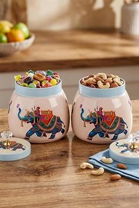 Tarro de especias metálico oriental con diseño de elefante, contenedor redondo hermético para almacenamiento de alimentos para uso en la cocina. - Product Image 6