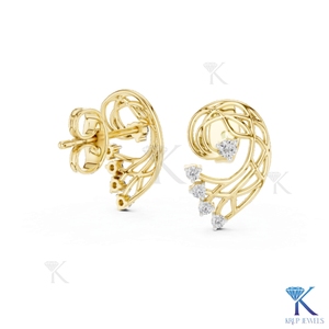 ต่างหูเพชร CVD แบบฝังลายกิ่งไม้ ดีไซน์เกลียววน 14K 18K ทองคำแท้ สำหรับผู้หญิง เครื่องประดับมินิมอล ผลิตโดยผู้ผลิตเครื่องประดับ - Product Image 3