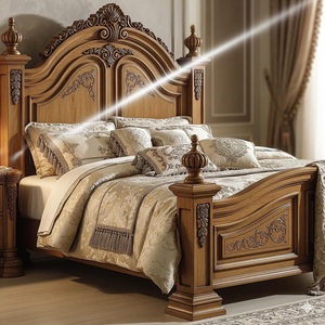 Royal Luxury Solid Teak Wood <b>Bed</b> King <b>Size</b> Classical Carved Master Bedroom Furniture Traditional Victorian Heavy Poster Bedstead - Product Image 3
