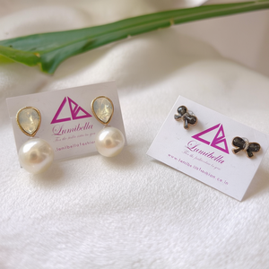 Designer Pearl and Black Stud Earrings Combo-Trendy Zinc Alloy with Imitation Pearl - Product Image 3