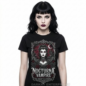 Camiseta Gótica de Vampiro Personalizada para Mujer, 100% Algodón, Estilo Académico Oscuro, Estampado Gráfico Mítico, Ropa Femenina - Product Image 5