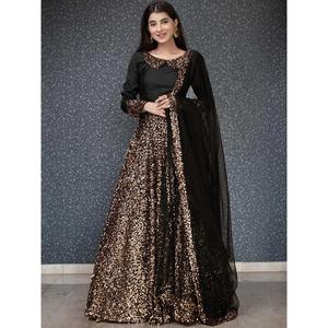 Diseñador Beautiful Black Sequin Velvet Lehenga Choli con Dupatta Otros accesorios étnicos - Product Image 4
