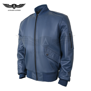 Blouson aviateur en cuir imperméable et coupe-vent pour homme, personnalisé avec broderie, motif géométrique, design color block - Service OEM - Product Image 2