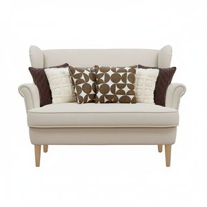 Juego de 6 Fundas de Cojín Decorativas SOGA, Color Marrón Chocolate, Tejido con Pompones Crema, Diseño Geométrico Retro - Product Image 1