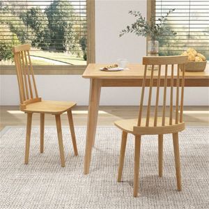 2 Sedie da Pranzo in Faggio con Schienale Alto e Gambe in Legno di Gomma Naturale, Sedie da Ristorante in Pelle PU - Product Image 2