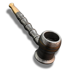 Pipa de Fumar Reutilizable de Acero de Damasco Clásica y Tradicional, Personalizada OEM/ODM, con Boquilla de Madera, Caja de Regalo, Entrega Rápida, Producto Popular - Product Image 1