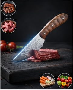 Juego de Cuchillos Vikingos Medievales. Juego de Cuchillos de Cocina Vikingos con Acero de Damasco, Cuchillo de Chef de Espiga Completa para Cortar y Deshuesar Carne - Product Image 2
