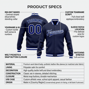 Custom Embroidered Satin Lining 100% Polyester Unisex Autumn Varsity <b>Jacket</b> Snap Front <b>Smart</b> Casual Teamwear - Product Image 5