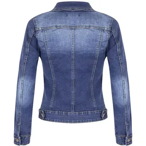 Veste en jean bleu classique personnalisée pour femme, écologique, délavée, style streetwear décontracté, tendance automne-hiver - Product Image 6