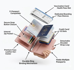 Wriza Hot Selling PU Leather Character Pattern Passport <b>Wallet</b> <b>RFID</b> <b>Blocking</b> Vaccination Card Holder Multi-function Travel Gift - Product Image 4