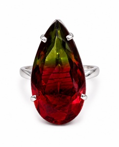 Natural Watermelon <b>Quartz</b> <b>Ring</b> 925 Sterling Silver Pear Cut Gemstone Handmade Boho Jewelry for Women - Product Image 1