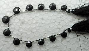 Cuentas facetadas de espinela negra natural en forma de moneda, hilo de cuentas sueltas de piedras preciosas para la fabricación de joyas al por mayor - Product Image 3