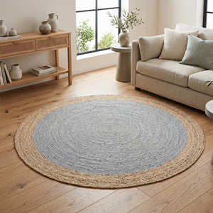 Terracotta Orange <b>Round</b> Jute Rug 180 cm, Handwoven Braided Natural Fiber Circular Rug for Contemporary Homes - Product Image 6