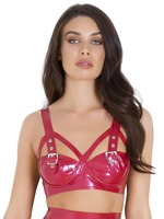 Sujetador sexy de encaje con pedrería para mujer, de PU, sin aros, transpirable, de media copa, corte alto y talle bajo, con detalles de ganchillo ecológicos.