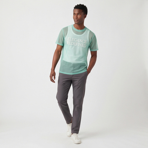 T-shirt en maille transparente pour homme, manches courtes, col rond, 100% polyester, haut décontracté avec broderie de lettres, léger, sexy, unisexe - Product Image 5