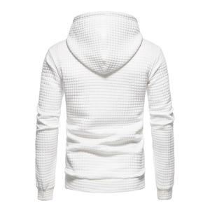 Sweat-shirt à capuche blanc pour homme en molleton gaufré, coupe classique, léger, style streetwear décontracté, avec poches, pour l'hiver - Product Image 2